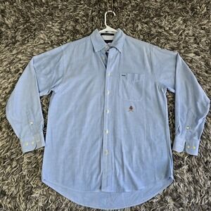 Tommy Hilfiger Mens Light Blue Oxford Button Down Shirt Crest Logo Small 04/02